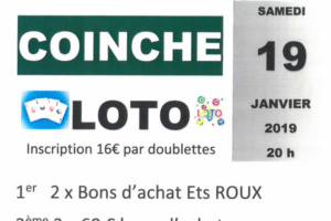 Loto coinche samedi 19 janvier 2018 à Merle